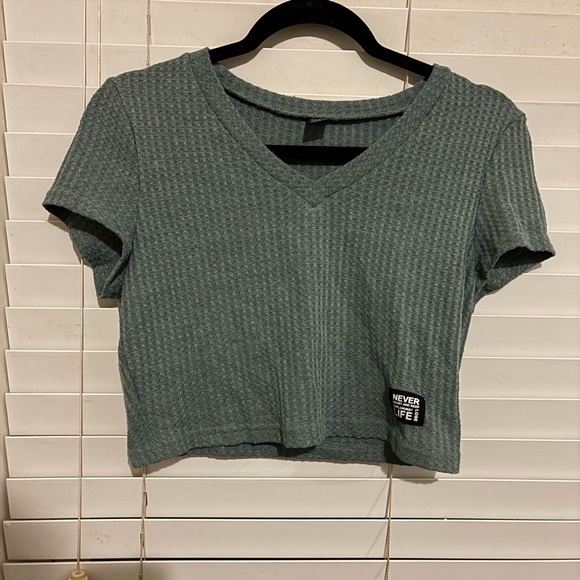 SHEIN Textured Teal Crop Top - Picture 2 of 3